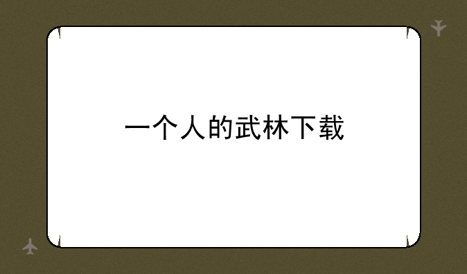 一个人的武林下载