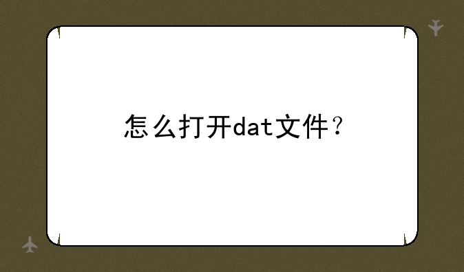 怎么打开dat文件？