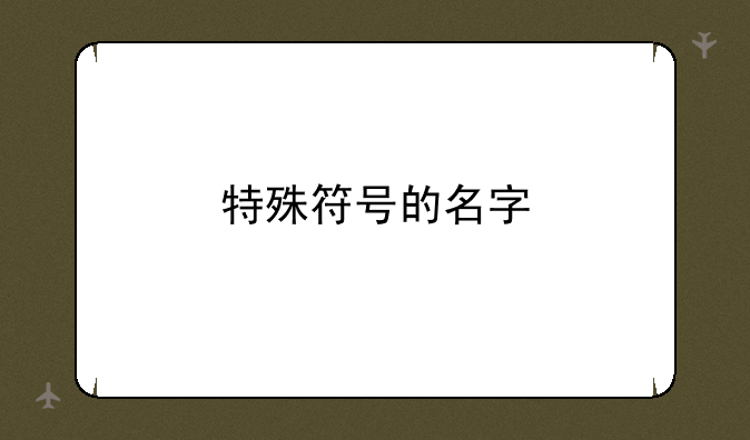 特殊符号的名字