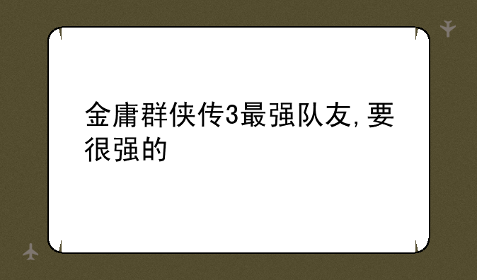 金庸群侠传3最强队友,要很强的