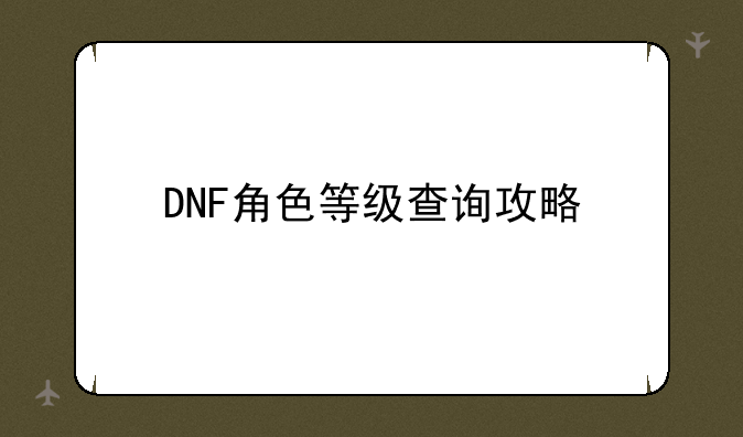 DNF角色等级查询攻略