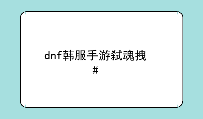 dnf韩服手游弑魂拿什么装备