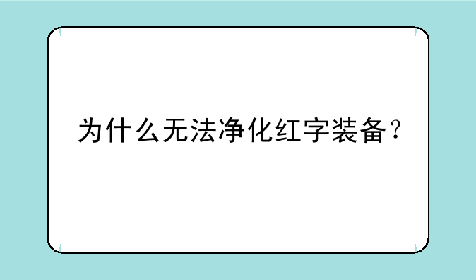 为什么无法净化红字装备？