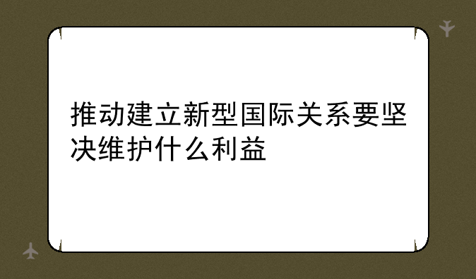 推动建立新型国际关系要坚决维护什么利益