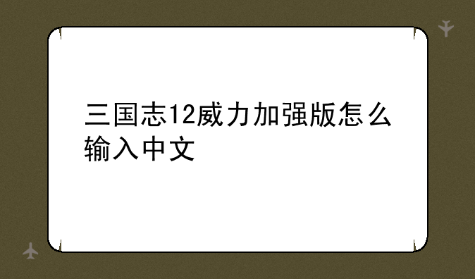 三国志12威力加强版怎么输入中文