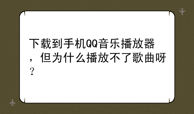 下载到手机QQ音乐播放器，但为什么播放不了歌曲呀？